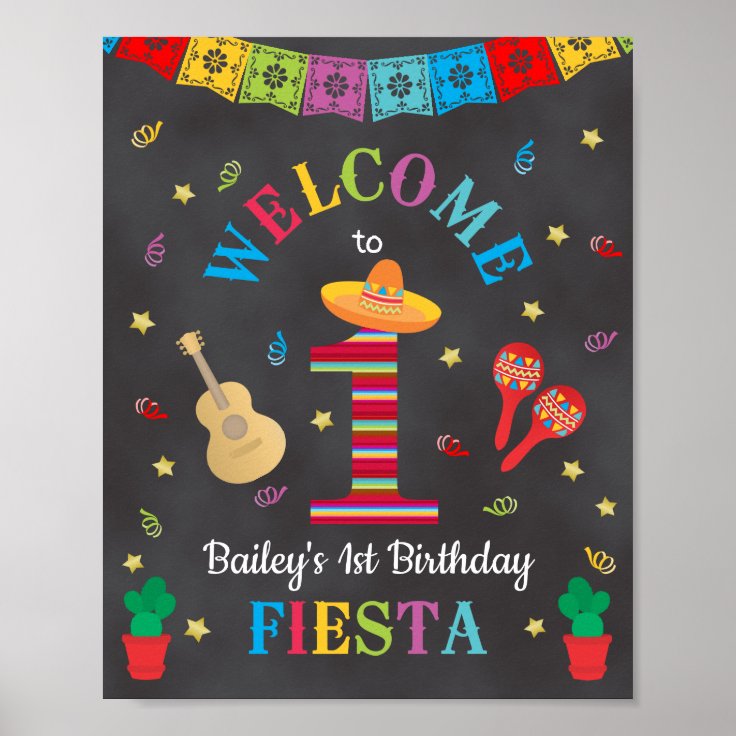 Fiesta 1st Birthday Chalkboard Sign Zazzle
