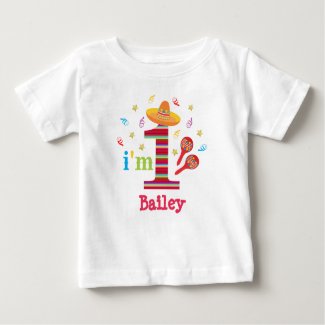 Fiesta 1st Birthday Cute Colorful Mexican Baby T-Shirt