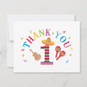 Fiesta 1st Birthday Cute Mexican Thank You Card