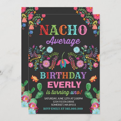 Fiesta 1st Birthday Invitation Nacho Average Party