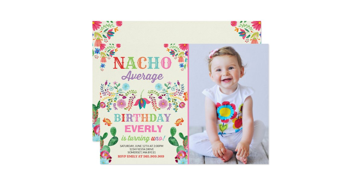 Fiesta 1st Birthday Invitation Nacho Average Party Zazzle Com