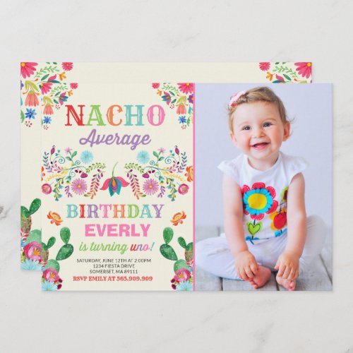 Fiesta 1st Birthday Invitation Nacho Average Party