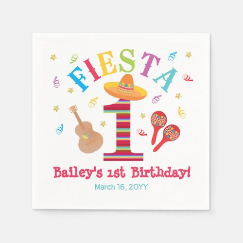 Fiesta 1st Birthday Mexican Colorful Napkins
