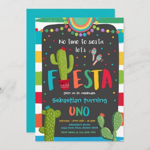 Fiesta 1st Birthday Party Mexican Cactus Party Invitation