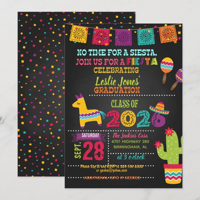 Fiesta 2026 Graduation Invitation - Blk (Front/Back)