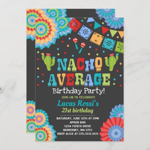 Fiesta 21st Birthday Invitation Nacho Average 21st