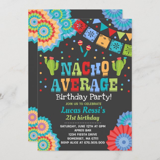 Fiesta 21st Birthday Invitation Nacho Average 21st (Front/Back)