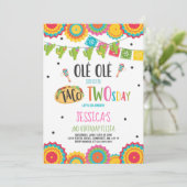 Fiesta 2nd Birthday Invitation Taco Twosday Party (Standing Front)