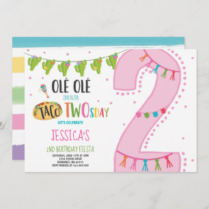 Fiesta 2nd Birthday Invitation Taco Twosday Party