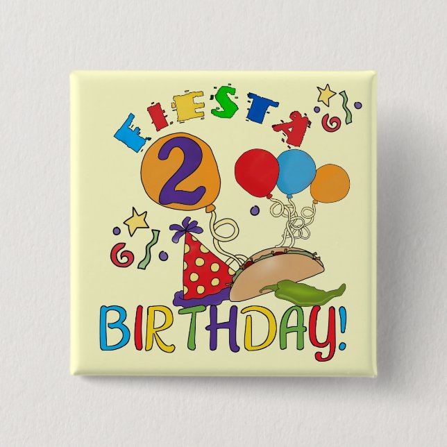 Fiesta 2nd Birthday T shirts and Gifts Button (Front)