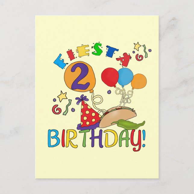 Fiesta 2nd Birthday T shirts and Gifts Postcard (Front)