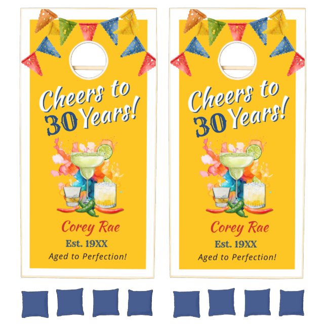 Fiesta 30th Birthday Custom Cornhole Party Game (Set)
