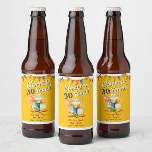 Fiesta 30th Birthday Mexican Cheers to 30 Years Beer Bottle Label
