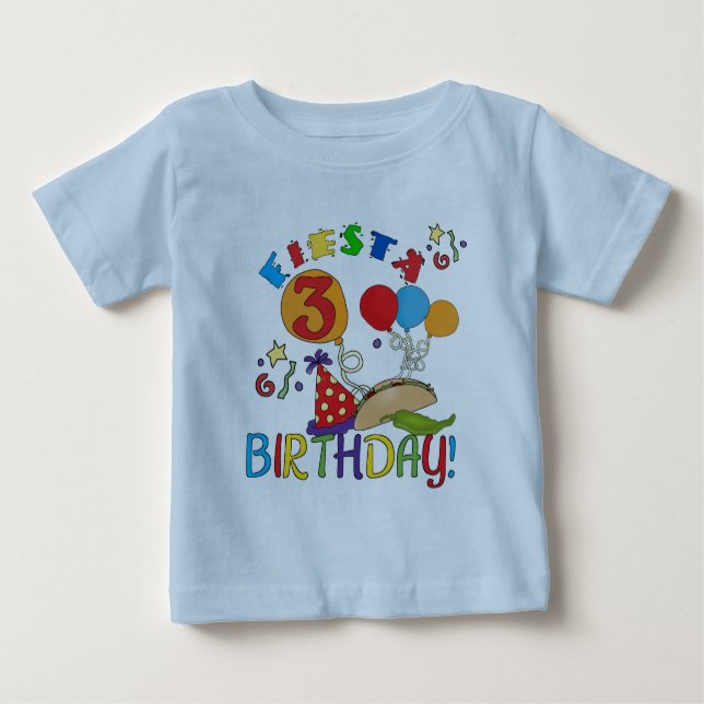 Fiesta 3rd Birthday T-shirts and Gifts (Front)