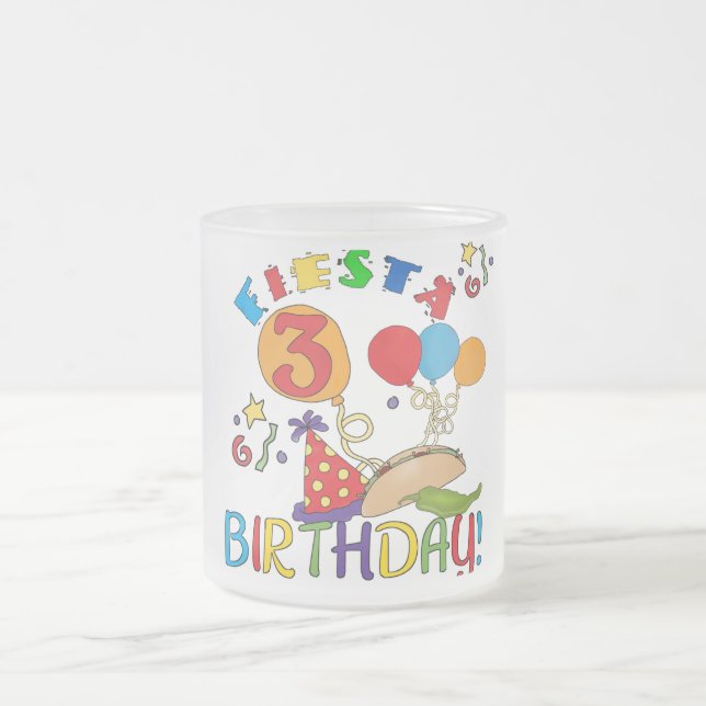 Fiesta 3rd Birthday T-shirts and Gifts Frosted Glass Coffee Mug (Center)
