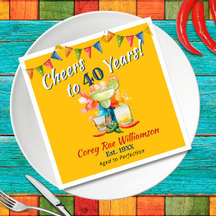 Fiesta 40th Birthday Cheers to 40 Years Modern  Napkins