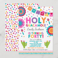 Fiesta 40th Birthday Invitation Holy Guacamole 40