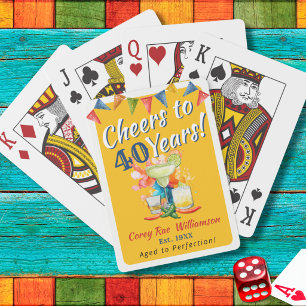 Fiesta 40th Birthday Personalized Party Favor Poker Cards