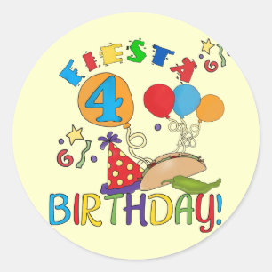 Fiesta 4th Birthday T-shirts and Gifts Classic Round Sticker