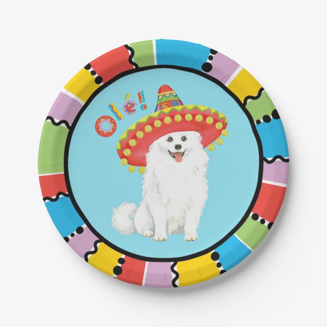 Fiesta American Eskimo Dog Paper Plates (Front)