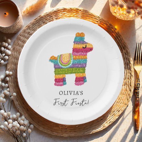 Fiesta and Fun Piata Llama Girl First Birthday Paper Plates