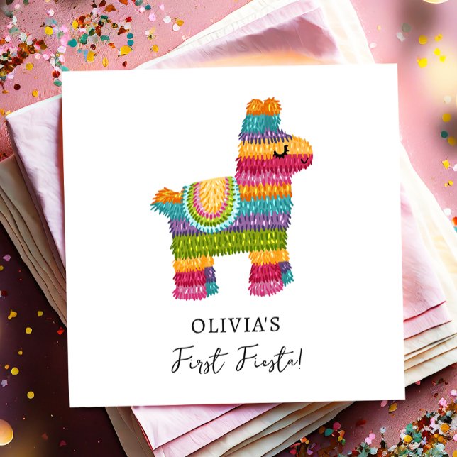 Fiesta and Fun Piñata Mexican Llama First Birthday Napkins (Creator Uploaded)