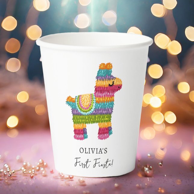 Fiesta and Fun Piñata Mexican Llama First Birthday Paper Cups (Creator Uploaded)