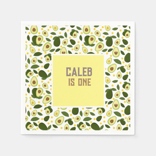  Fiesta Avocado Holy Guacamole 1st Birthday Party Napkins (Front)