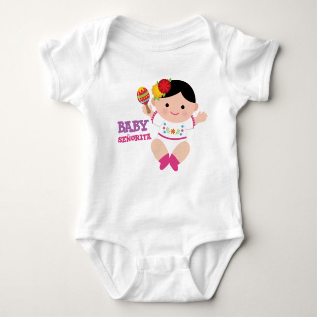 Fiesta Baby Bodysuit, Mexican Baby Outfit Bodysuit (Front)