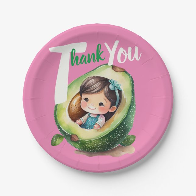 Fiesta Baby Girl Shower Avocado Cute Fun Modern Paper Plates (Front)