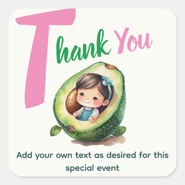 Fiesta Baby Girl Shower Avocado Cute Fun Modern Square Sticker (Front)