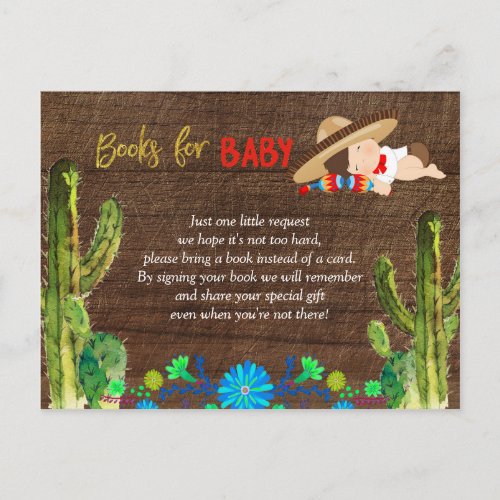 Fiesta Baby Muchacho Baby Shower Books for Baby Invitation Postcard