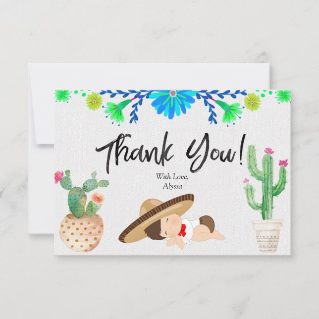 Fiesta Baby Muchacho Baby Shower Thank You card (Front)