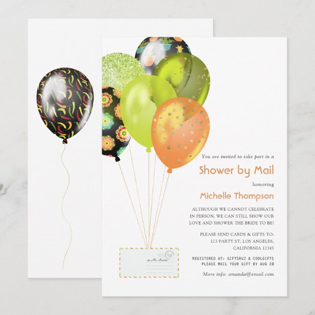 Fiesta Baby or Bridal Shower by Mail Invitation (Front/Back)