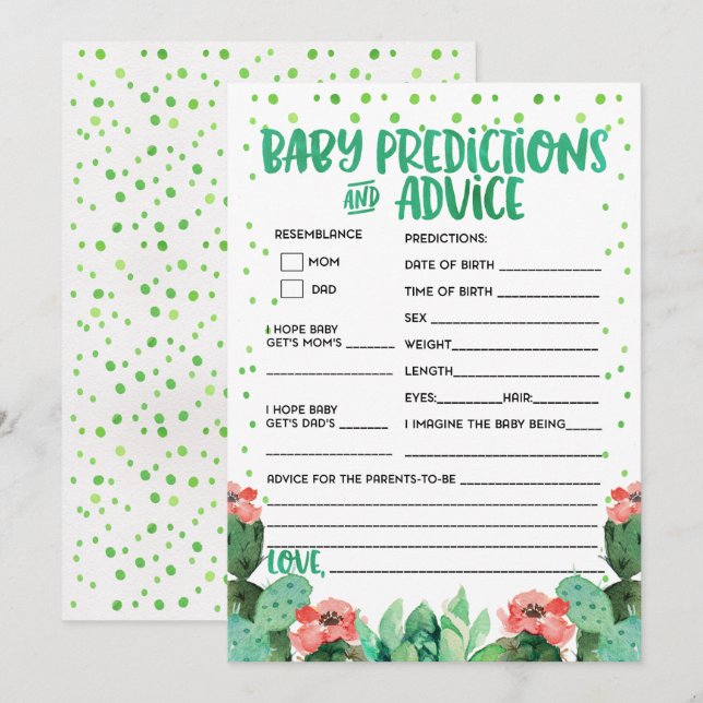 Fiesta Baby Predictions Advice Baby Shower Game Invitation (Front/Back)