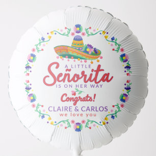 Fiesta Baby Shower Balloon – Floral Sombrero Girl 
