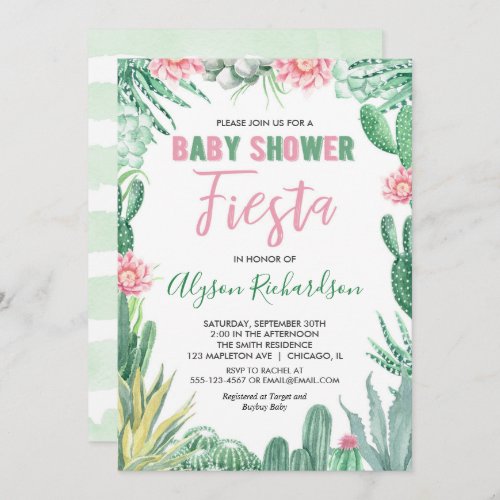 Fiesta baby shower cactus cinco de mayo invitation