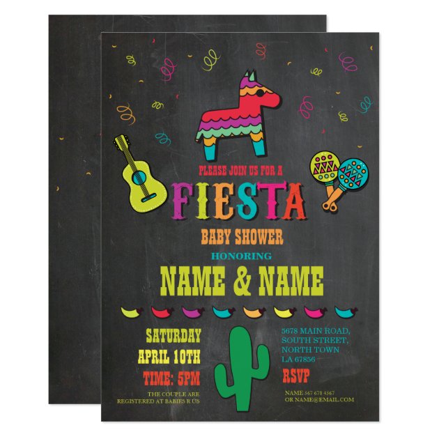 Fiesta Baby Shower Couples Chalk Mexican Invite