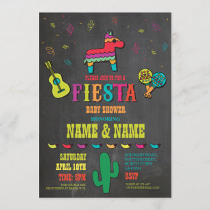 Fiesta Baby Shower Couples Chalk Mexican Invite