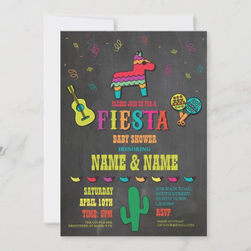 Fiesta Baby Shower Couples Chalk Mexican Invite