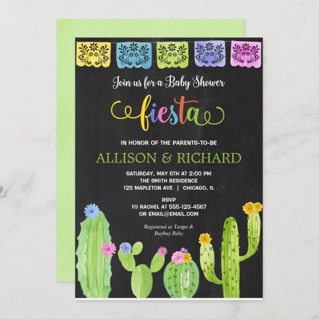 Fiesta baby shower couples invitation (Front/Back)