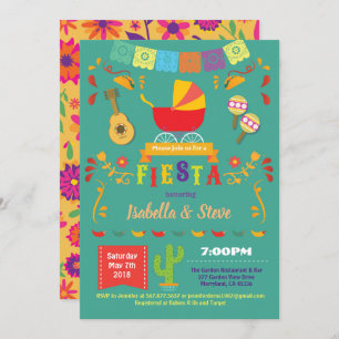 Fiesta baby shower gender neutral green invitation