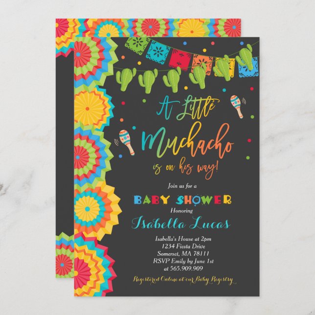 Fiesta Baby Shower Invitation Boy Fiesta Shower (Front/Back)