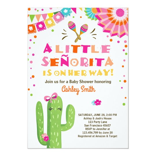 Fiesta Baby Shower Invitation Fl Senorita Zazzle Fiesta Baby Shower Invitation Fl Senorita