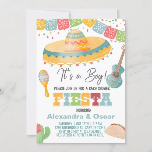 Fiesta baby shower invitation its a boy invite invitation