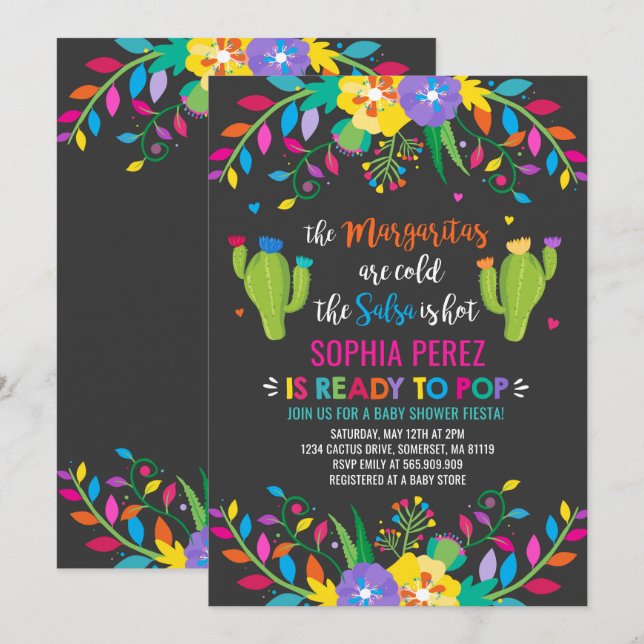 Fiesta Baby Shower Invitation Mexican Baby Shower (Front/Back)