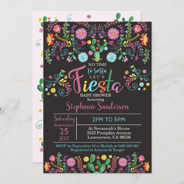 Fiesta Baby Shower Invitation Mexican Baby Shower (Front/Back)