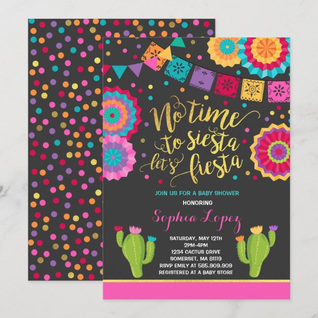 Fiesta Baby Shower Invitation Mexican Baby Shower (Front/Back)