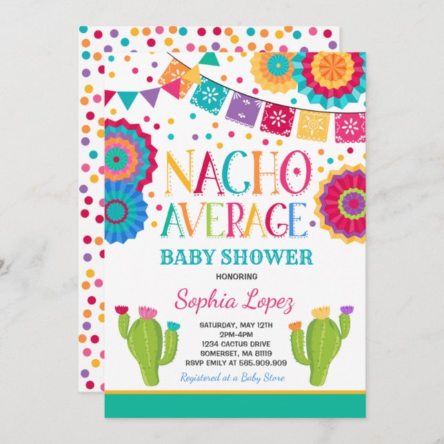 Fiesta Baby Shower Invitation Nacho Average Shower (Front/Back)