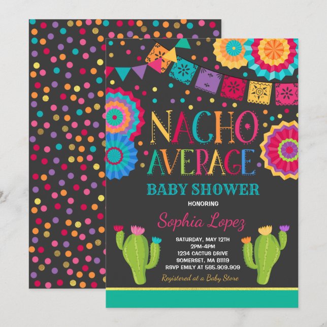 Fiesta Baby Shower Invitation Nacho Average Shower (Front/Back)